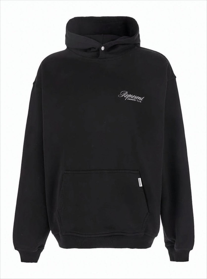 Represent Classic Black Hoodie With Script Logos
