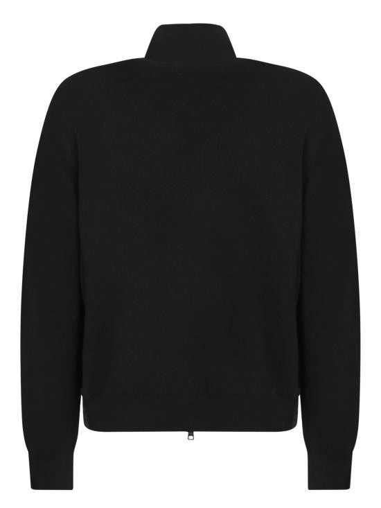 Moncler Quilted Black Wool And Cashmere Zip-Up Cardigan