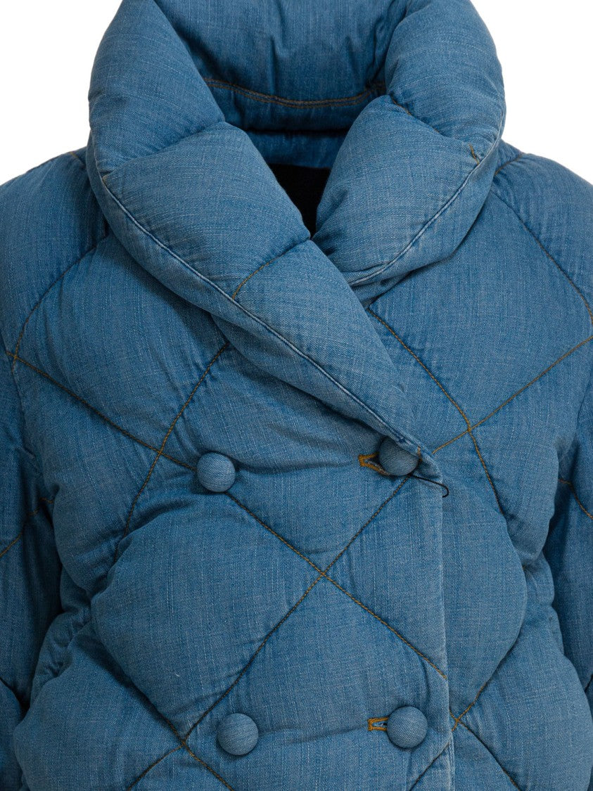 Thelaurent Cropped Quilted Jacket With Double-Breasted Design