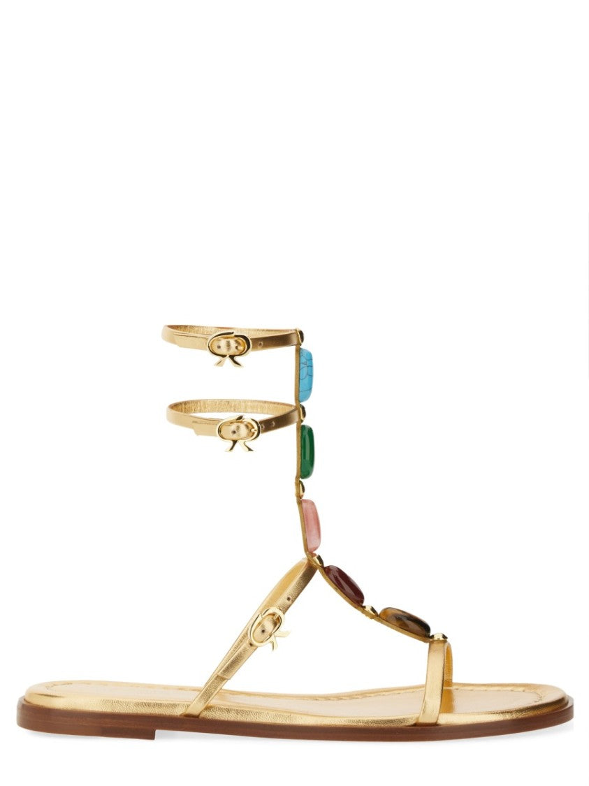 Gianvito Rossi Shanti 05 Flat Stone Sandals