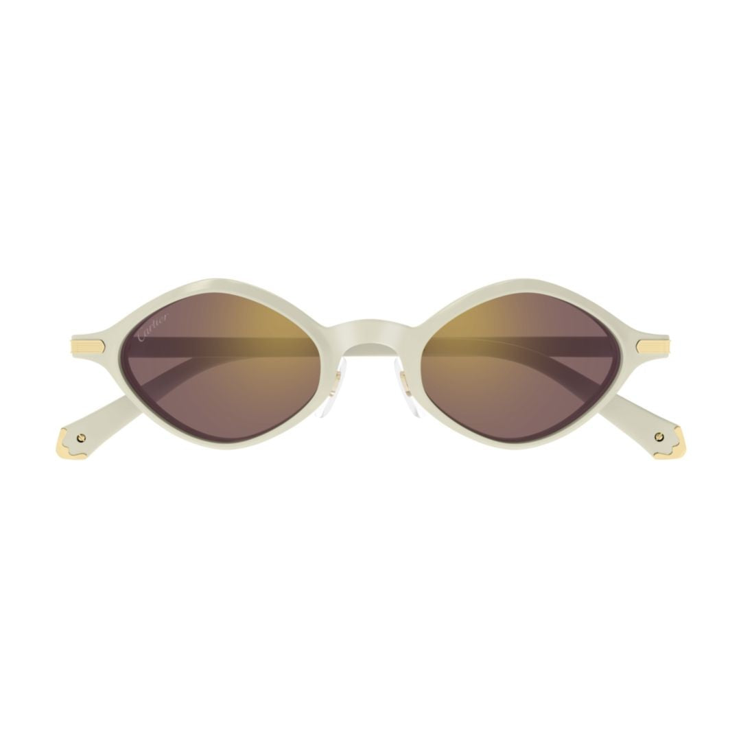 Cartier Oval Off-White Recycled Acetate Sunglasses With Brown-Tinted Lenses