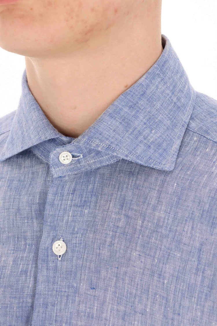 Barba Dandylife Line Solid Linen Tailored Shirt