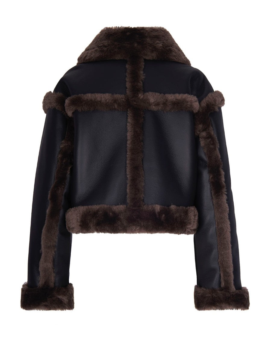 Stand Studio Cropped Oversized Shearling Jacket With Double-Breasted Closure