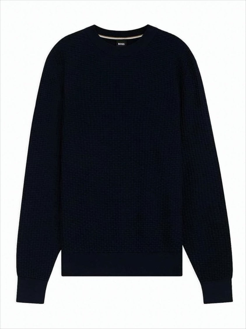 Hugo Boss Textured Knit Crew Neck Sweater