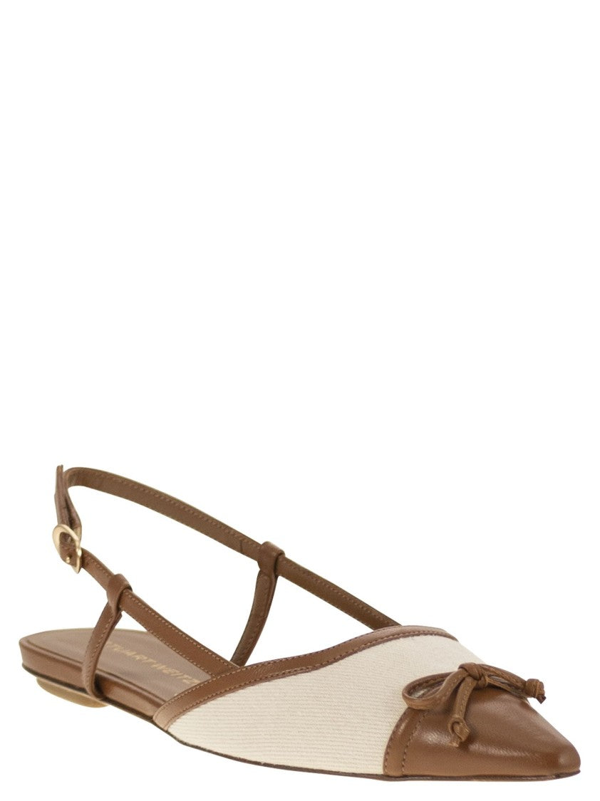 Stuart Weitzman Kitty - Leather And Linen Slingback