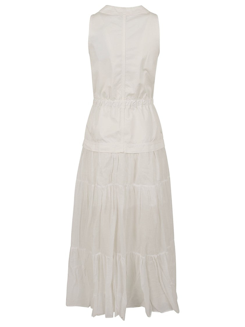 Pinko Long Boho-Chic Dress With Ruffled Skirt And Corset Detail