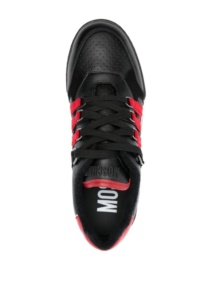 Moschino Panelled Calf Leather And Suede Sneakers