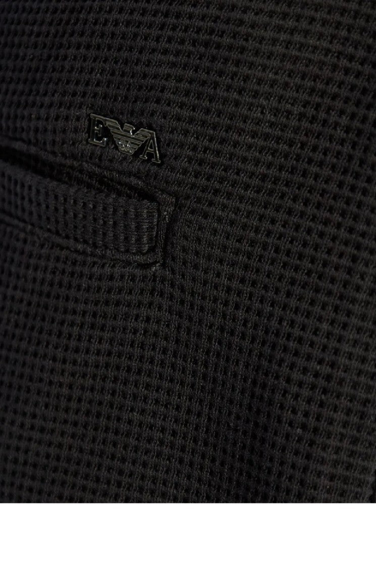 Emporio Armani Textured Tapered Leg Trousers With Elastic Waistband