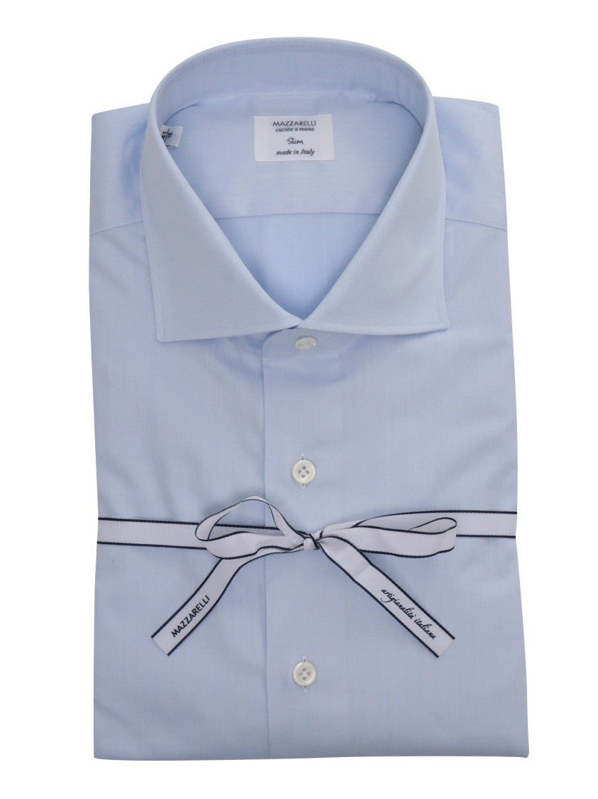 Mazzarelli Camicie Light Blue Slim Fit Cotton Shirt