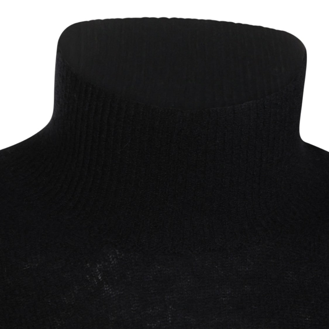 Altea Fitted Black Turtleneck Sweater With Ribbed Details