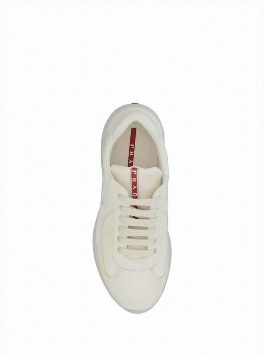 Prada Smooth Leather Low-Top Sneakers With Design