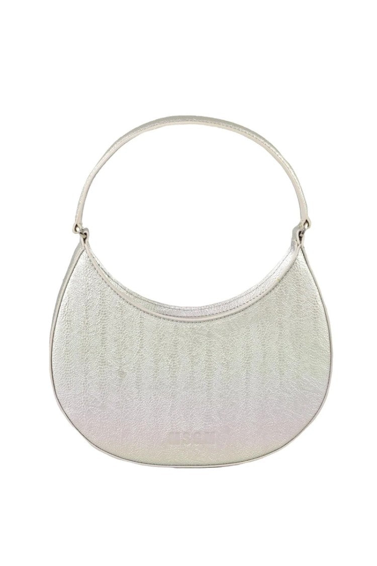 Msgm Crescent-Shaped Metallic Silver Msgm Bag