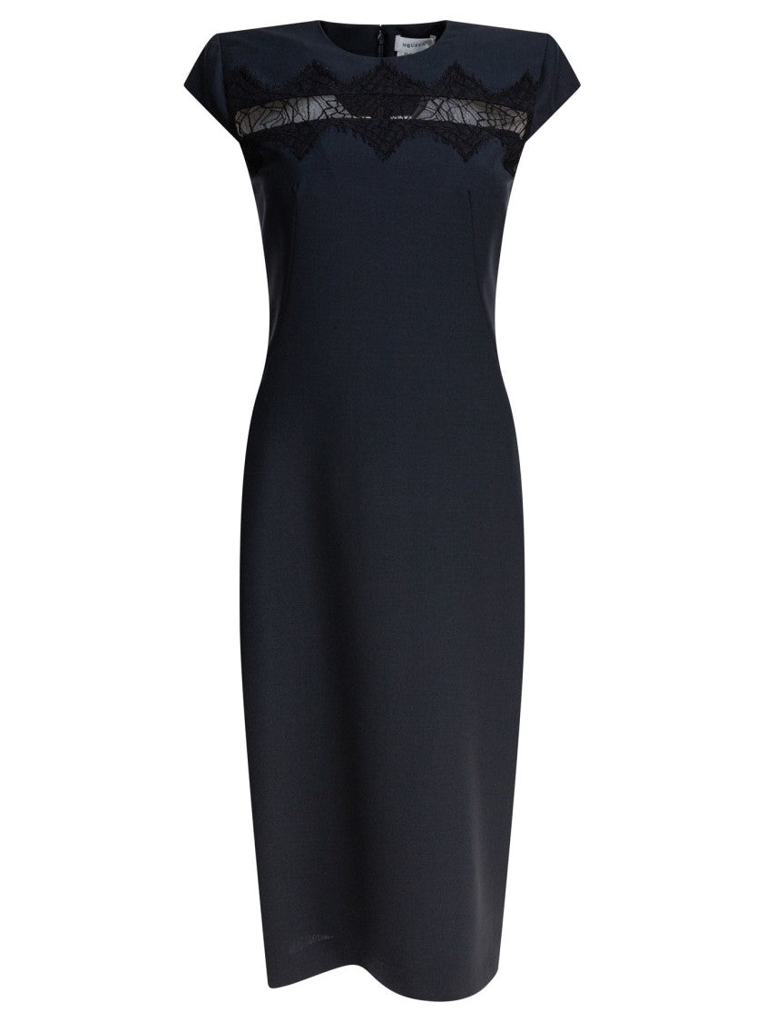 Alexander Mcqueen Fitted Black Midi Dress