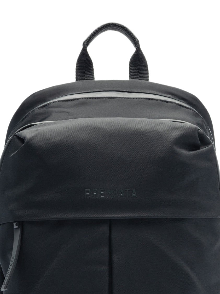 Premiata Contemporary Black Gabardine Backpack With Leather Accents