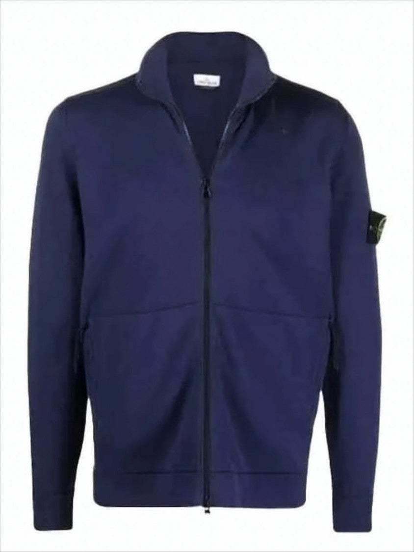 Stone Island Blue Full-Zip Jacket With Structured Fit