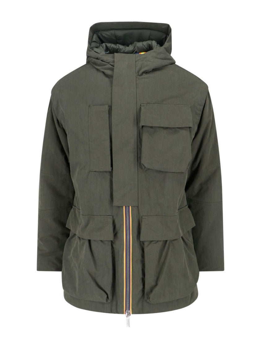 K-Way Green Jacket With Hood & Insulation