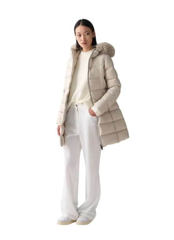 Colmar Originals Cream Down Jacket With Faux Fur Trim