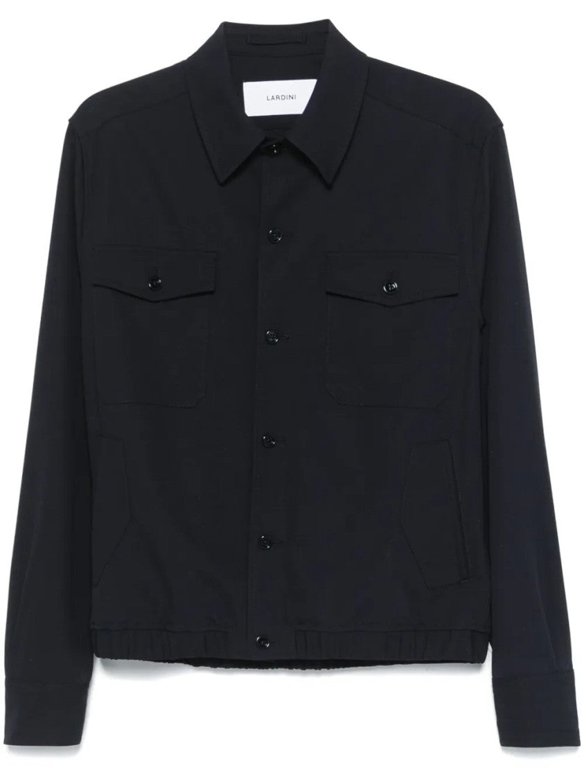 Lardini Button-Up Black Wool Jacket