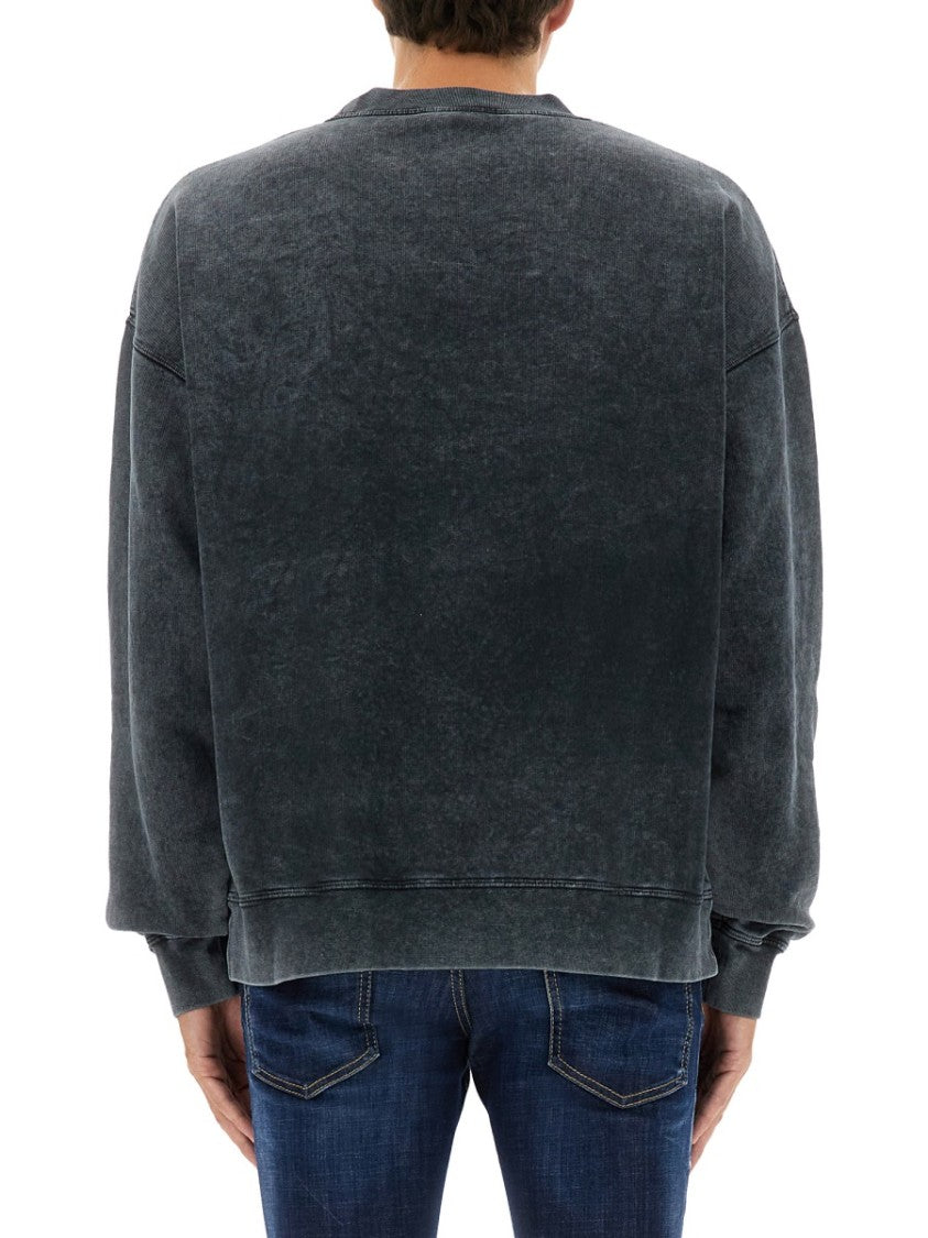 Dsquared2 Washed Black Sweatshirt With Embossed Logo