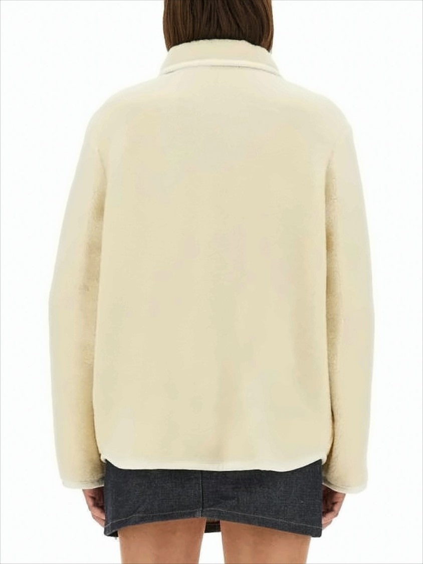 A.P.C. Plush Cream Jacket With Classic Collar