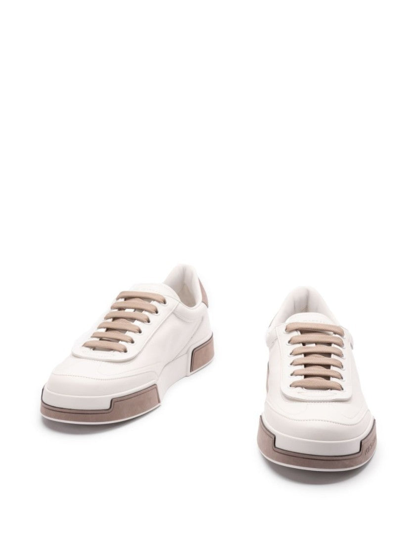 Dolce & Gabbana Light Beige Sneakers With Lace-Up Fastening