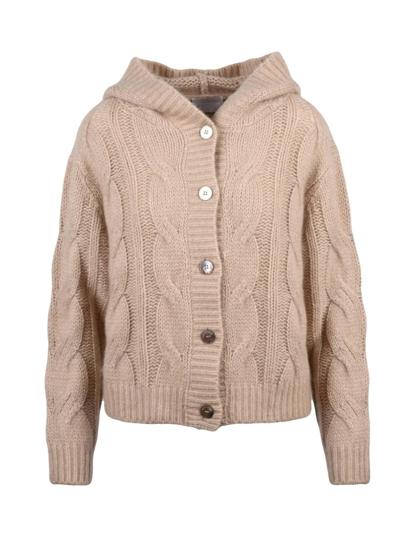 Hemisphere Beige Hooded Cashmere-Cotton Cropped Jacket