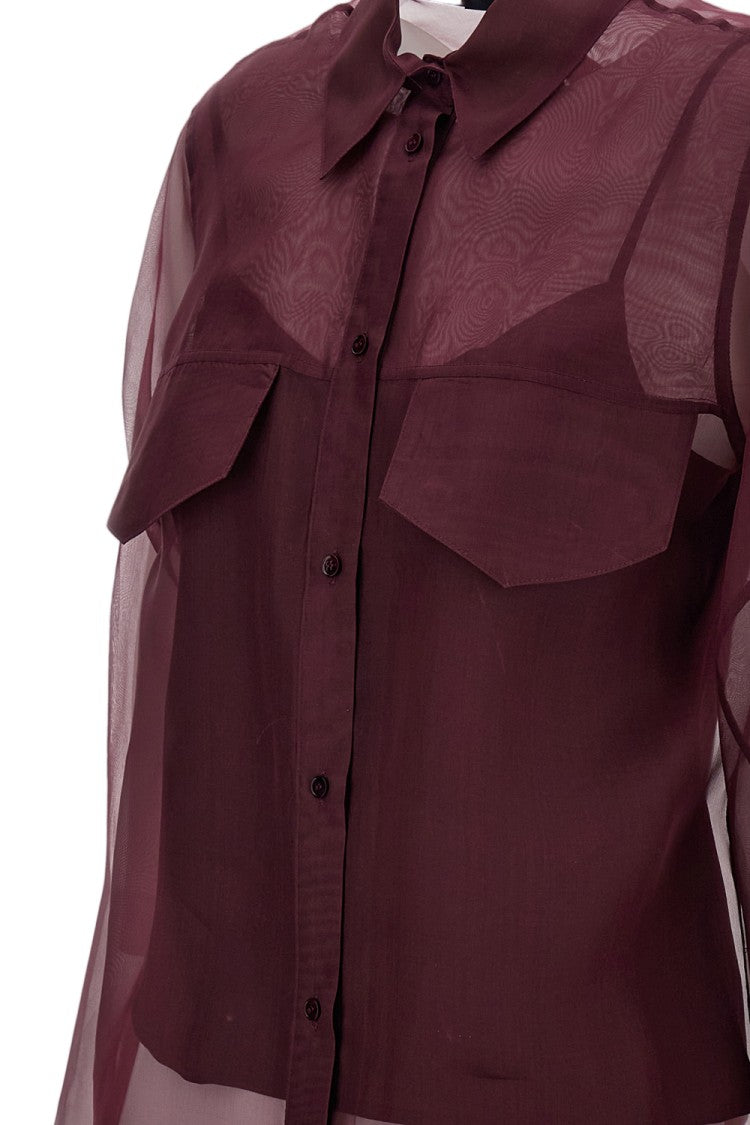 Federica Tosi Sheer Silk Organza Blouse With Pointed Collar