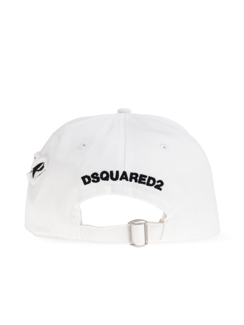 Dsquared2 White Iconique Logo Cotton Baseball Cap