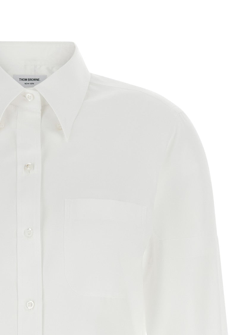 Thom Browne Button-Down Cotton Shirt With Mother-Of-Pearl Closure