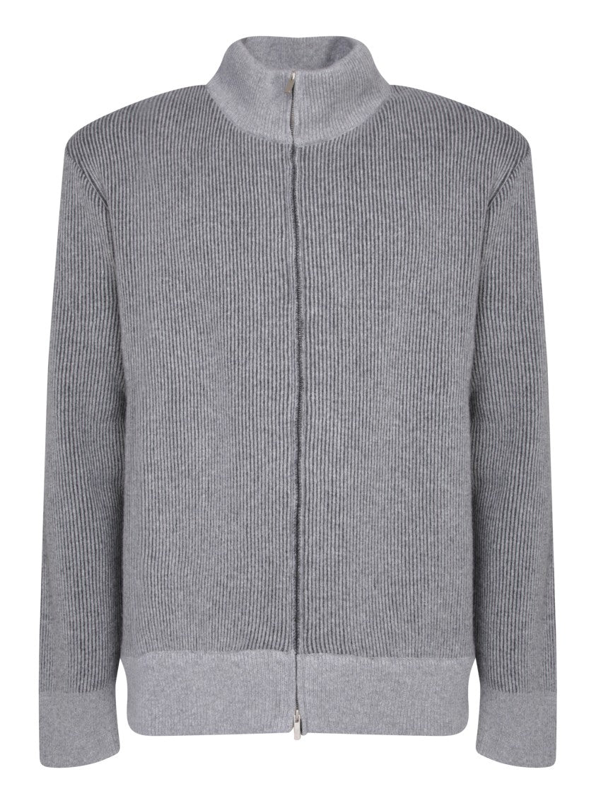Lardini Knitwear With Ribbed Texture And Zip Closure