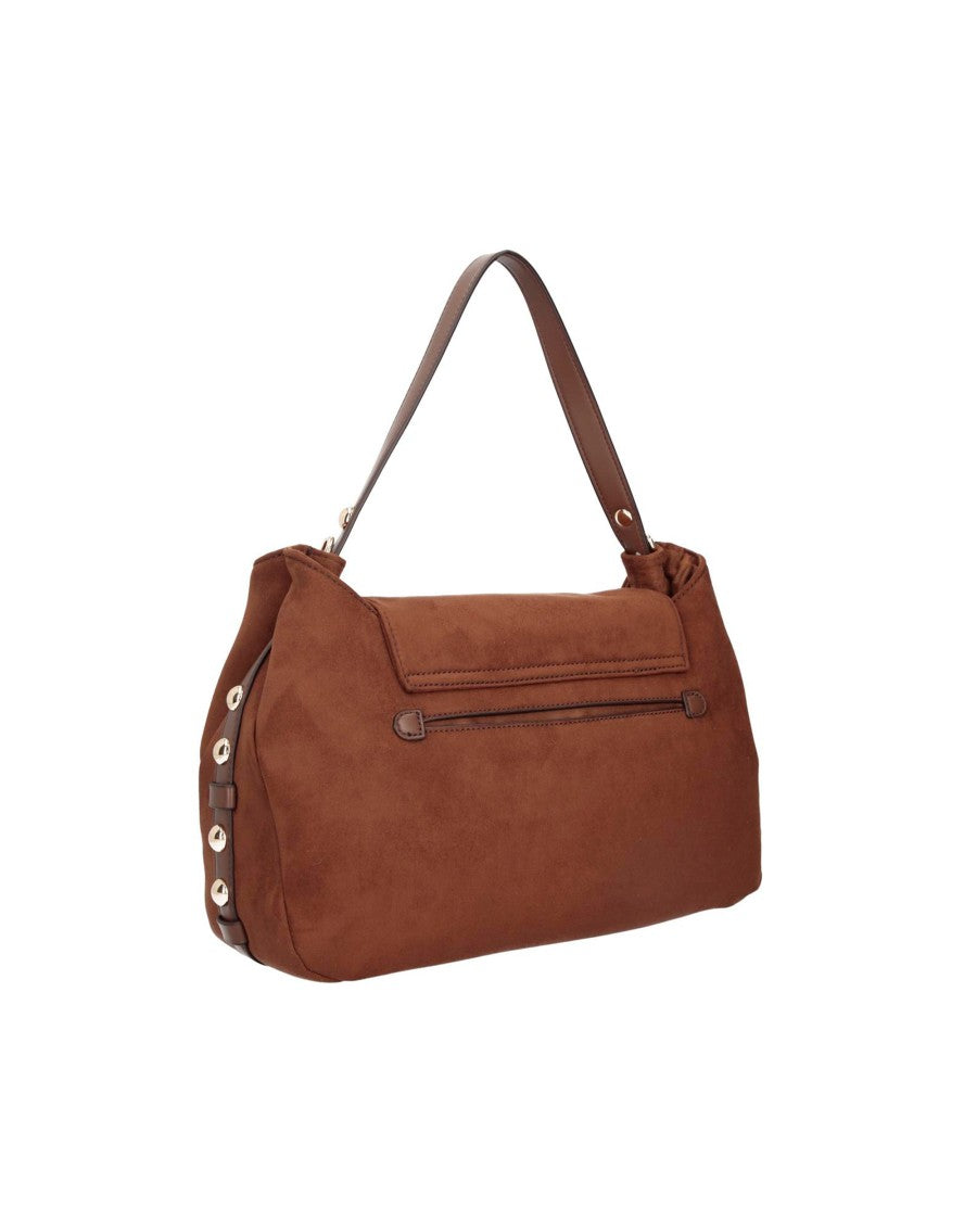 Liu Jo Medium Tobacco Brown Microfiber Handbag With Detachable Strap