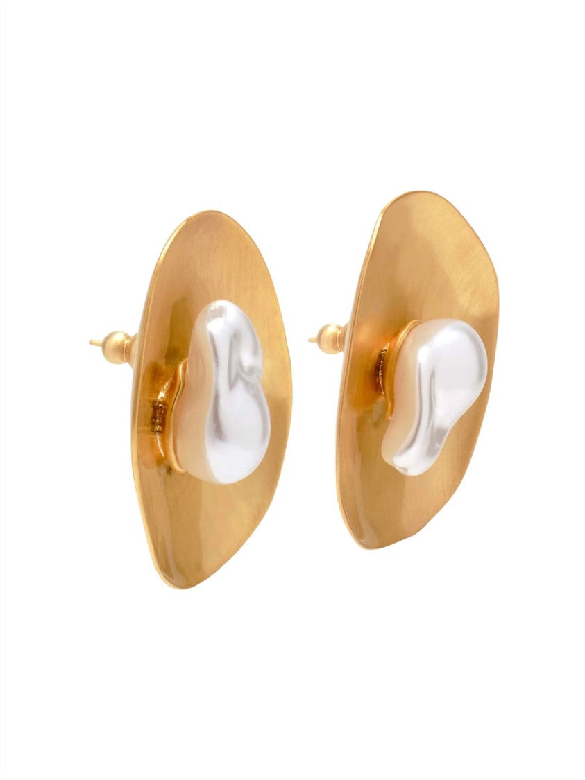 Cult Gaia Gold Organic Round Brass Silver Accent Earrings