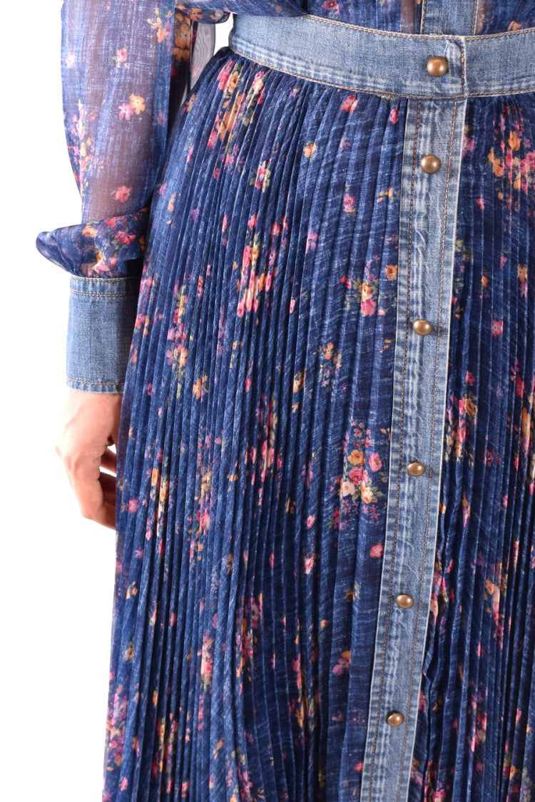 Philosophy Di Lorenzo Serafini Pleated Midi Skirt With Multicolor Floral Print