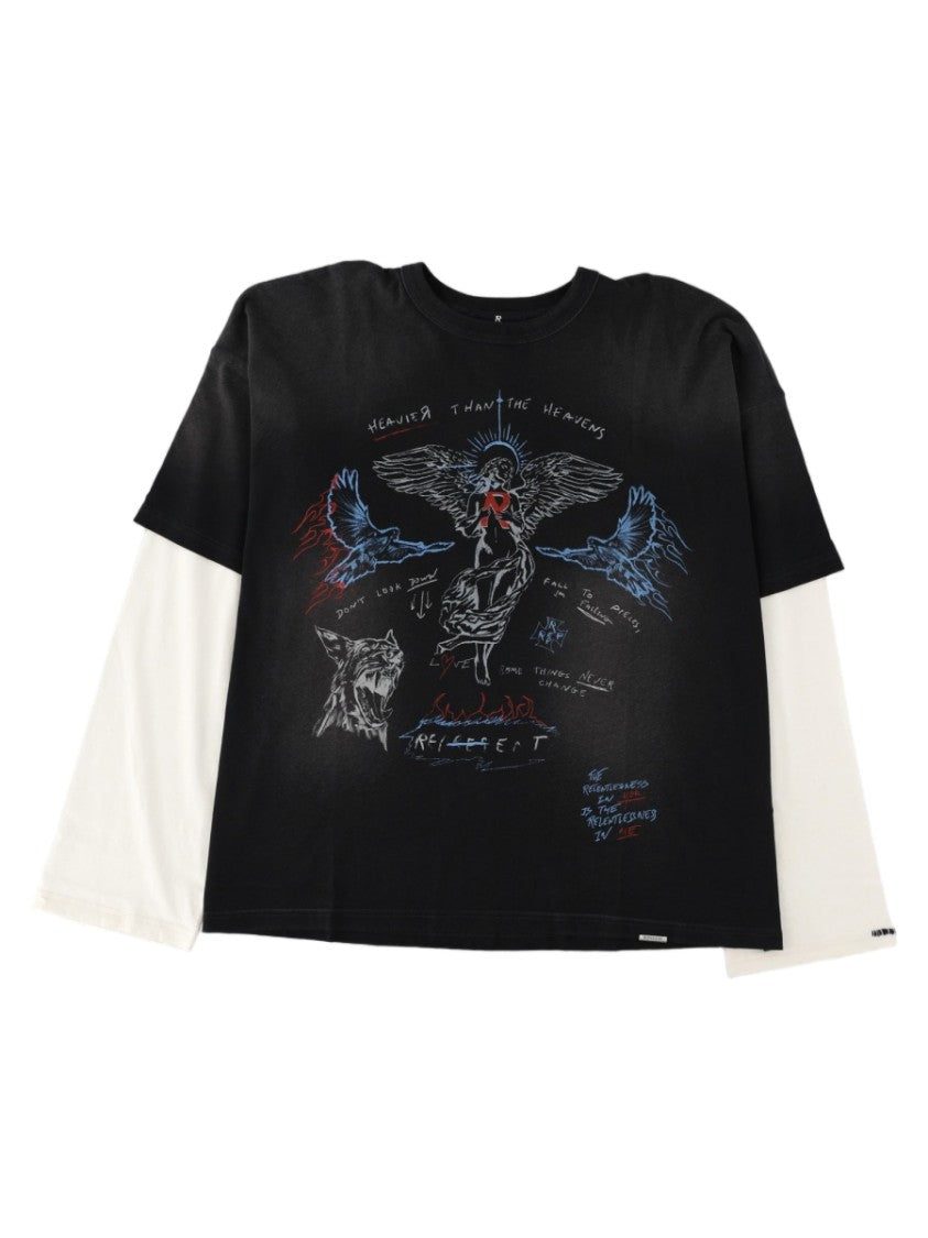 Represent Black Graphic Layered Long-Sleeve Cotton-Blend T-Shirt