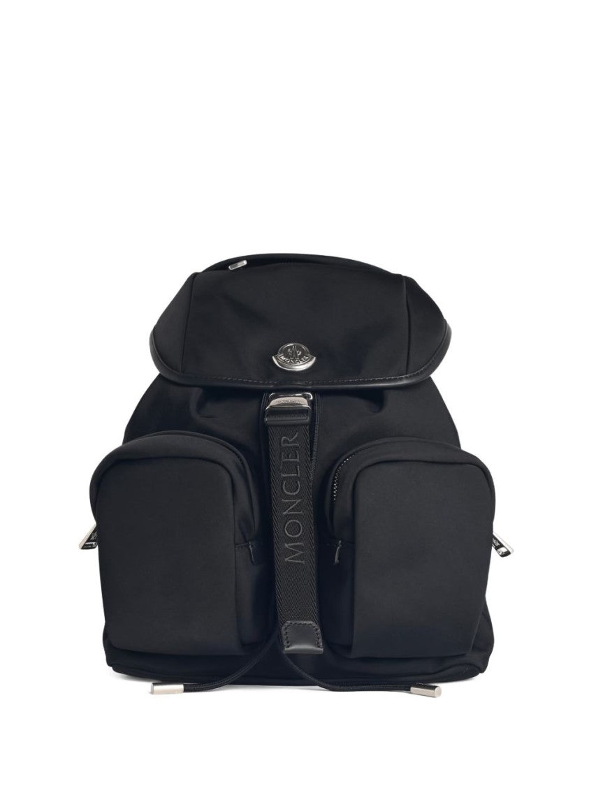 Moncler Structured Black Bucket Bag With Flap Top