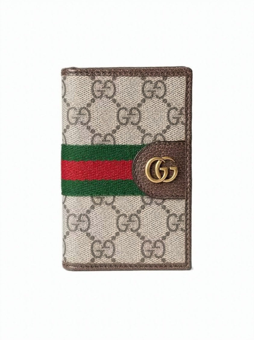 Gucci Signature Monogram Cardholder With Textured Leather
