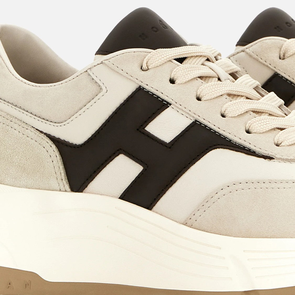 Hogan Beige And Brown Lace-Up Shoes With Sole