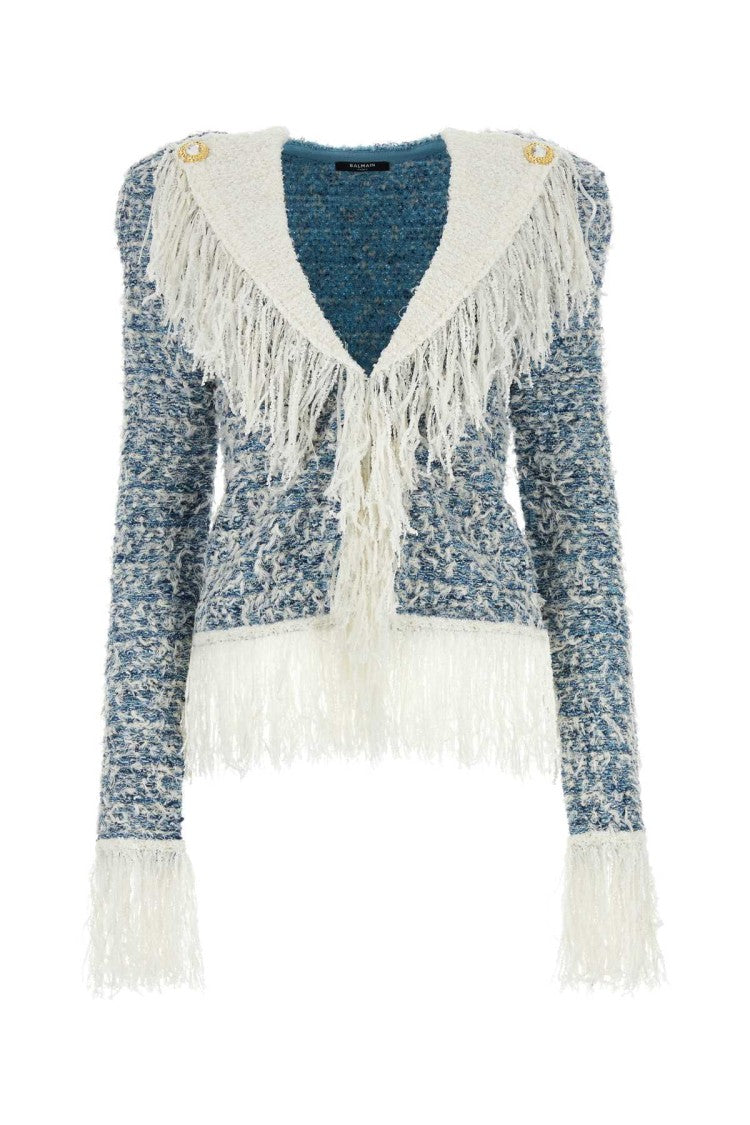 Balmain Embroidered Tweed Cardigan