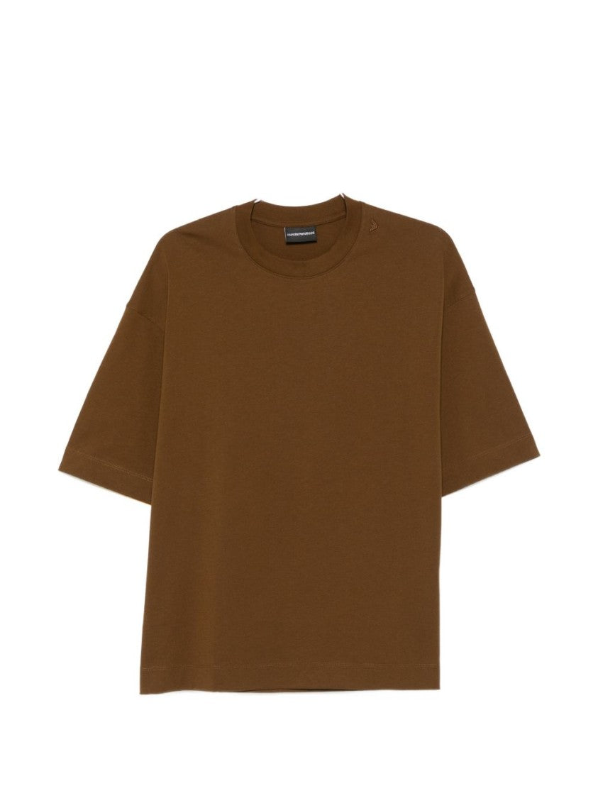 Emporio Armani Brown Jersey Dropped Shoulder T-Shirt