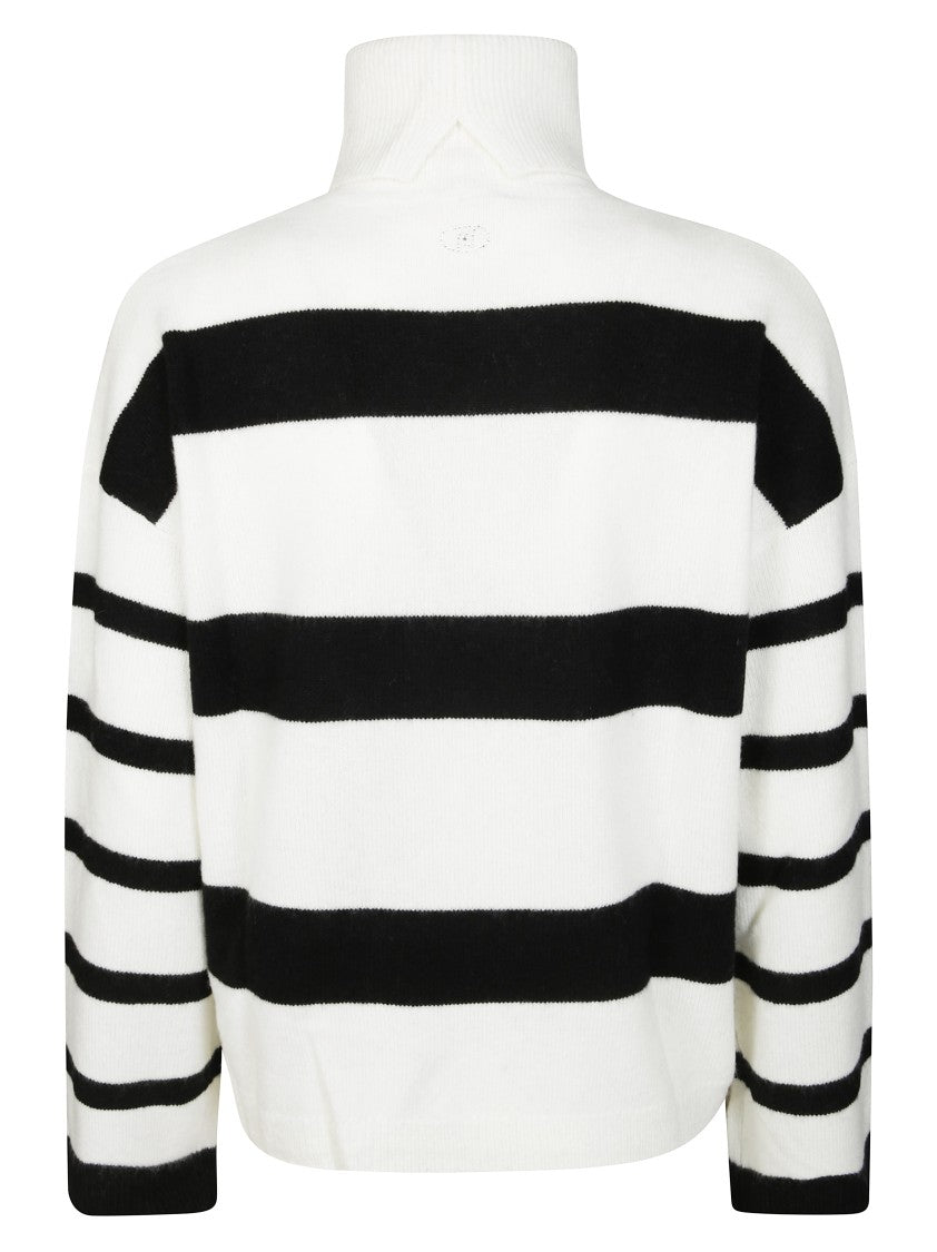 Liu Jo Cropped Striped Turtleneck Sweater