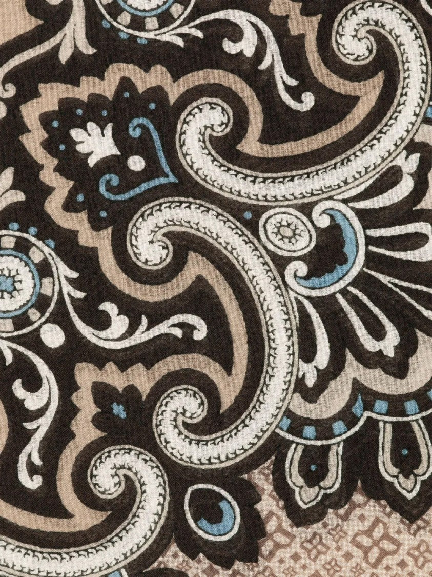 Tagliatore Intricate Paisley Pattern Wool Scarf