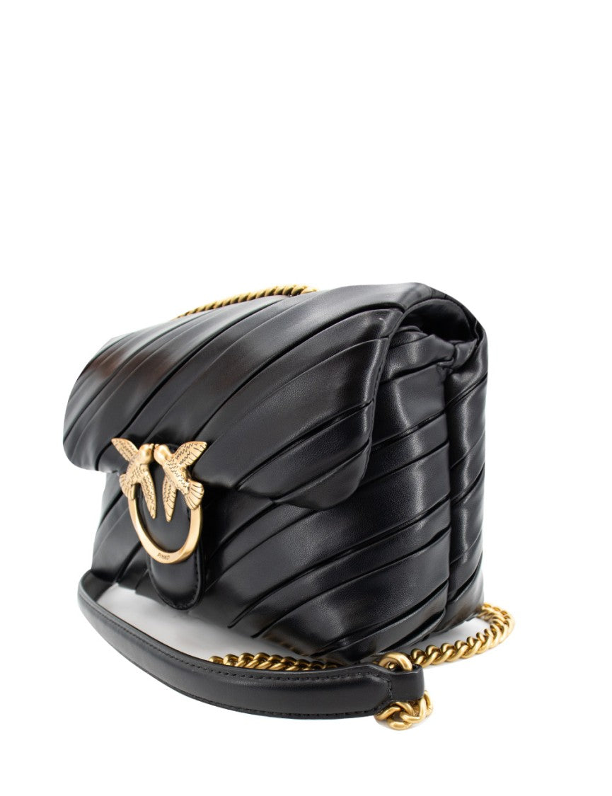 Pinko Pleated Shoulder Bag With Antique Gold Accent