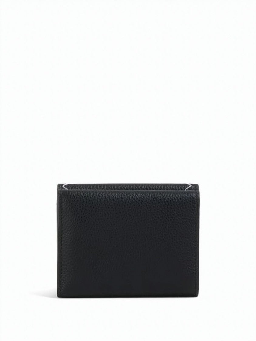 Marni Textured Cowhide Leather Money Clip Wallet With Zigzag Stitching
