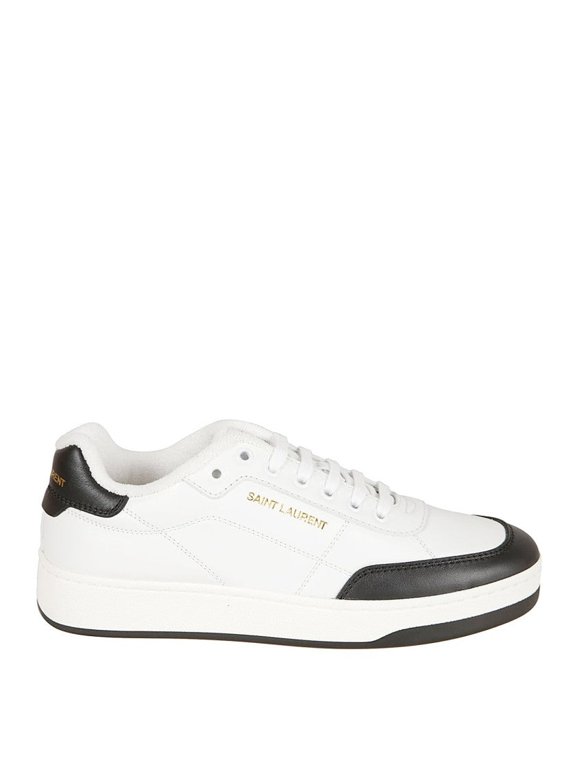 Saint Laurent Low-Top Lace-Up Sneakers With Gold Signature Detailing