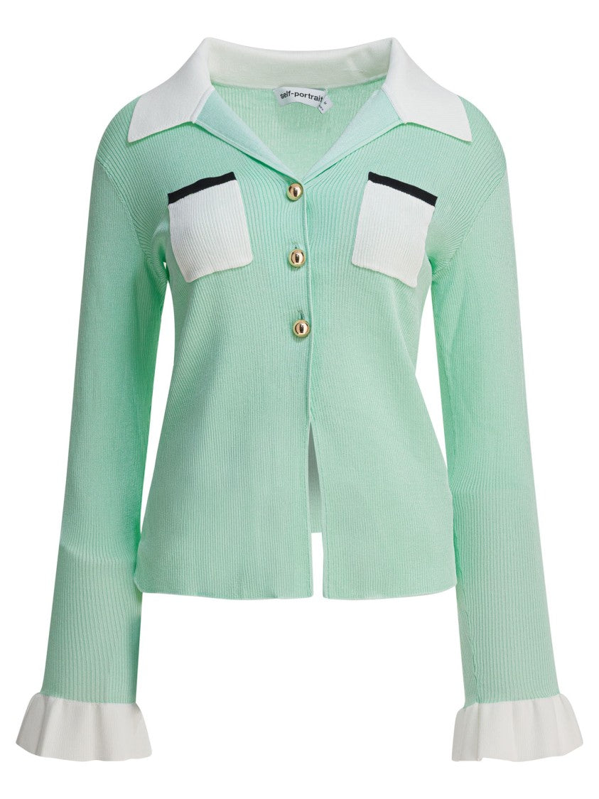 Self-Portrait Ribbed Viscose Knit Top