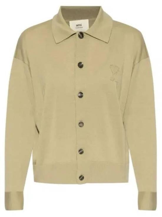 Ami Paris Wool Cardigan With Classic Collar And Button-Down Front