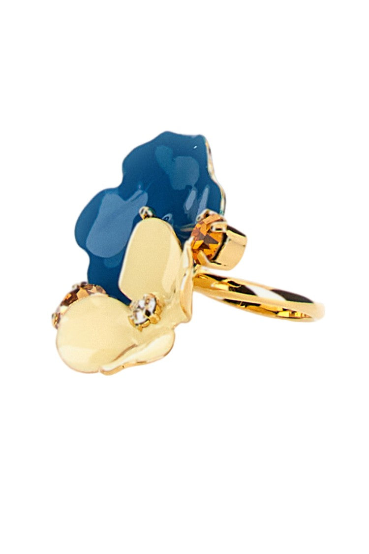 Marni Floral Design Gold-Tone Ring With Sparkling Accents