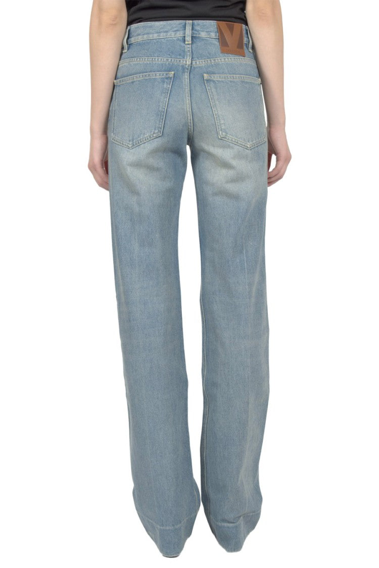 Valentino Blue Light Wash Cotton Wide-Leg Jeans