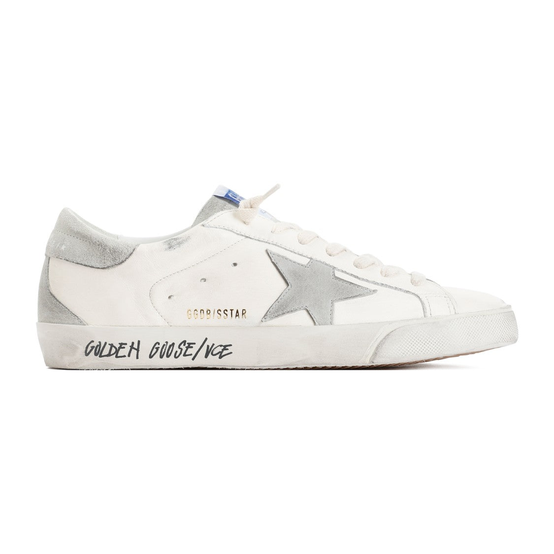 Golden Goose Distressed White Leather Superstar Sneakers