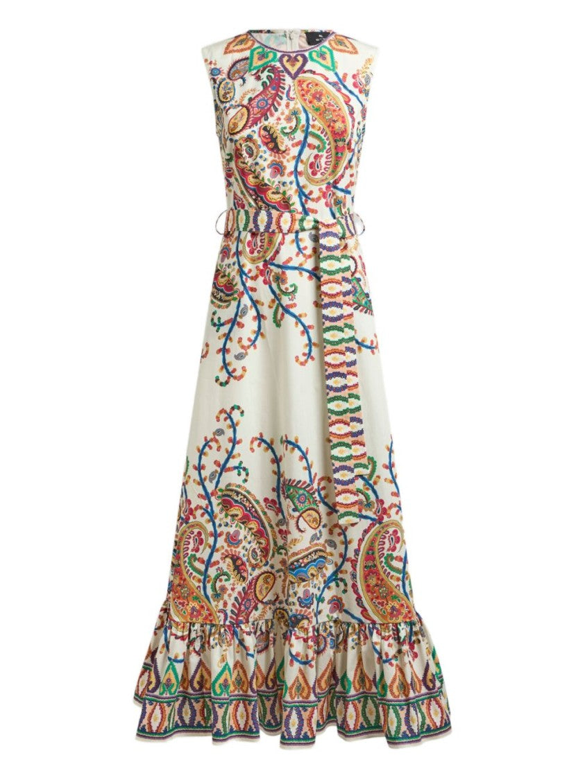 Etro Multicolour Maxi Dress With Ruffled Hem
